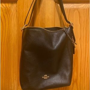 Coach tote/shoulder bag. Black pebble leather